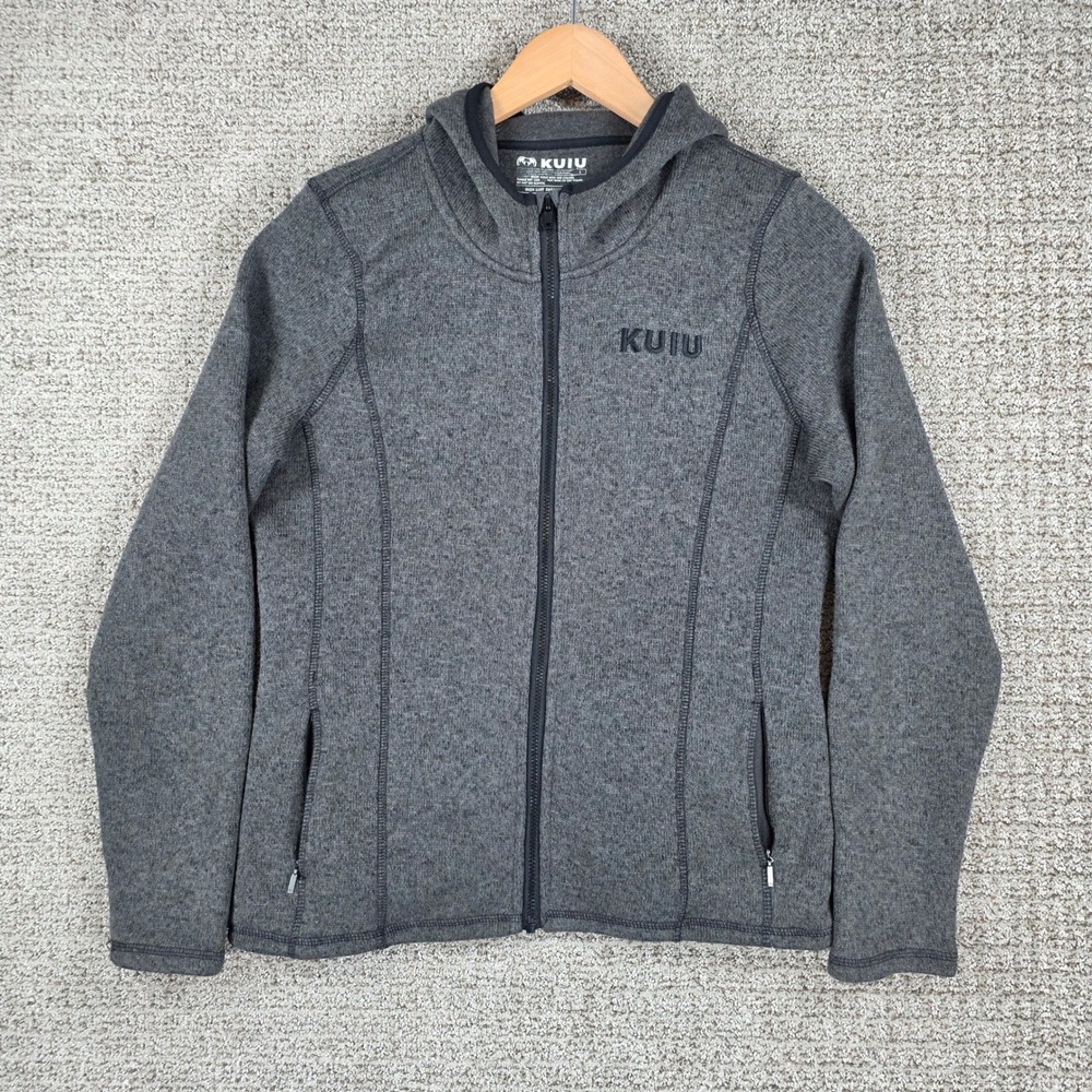 KUIU Base Camp High Loft Sweater Fleece Full Zip Hoodie Jacket Grey Womens Large
